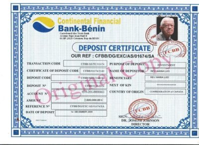 Deposit certificate 11